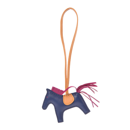 Hermes Milo Lambskin Grigri Rodeo Horse Bag Charm PM Bleu Saphir Rose Pourpre Bouton D'Or 1 of 4