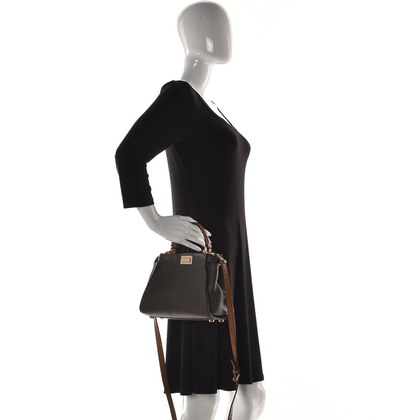 Cuoio Romano Selleria Tri-color Mini Peekaboo Iconic Satchel Aspargo Saddler Latte