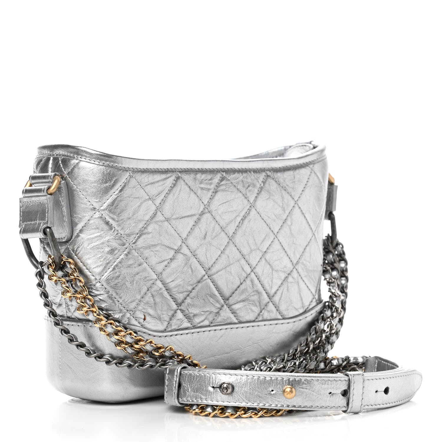 Chanel Metallic Aged Calfskin Quilted Small Gabrielle Hobo Silver 2 of 12