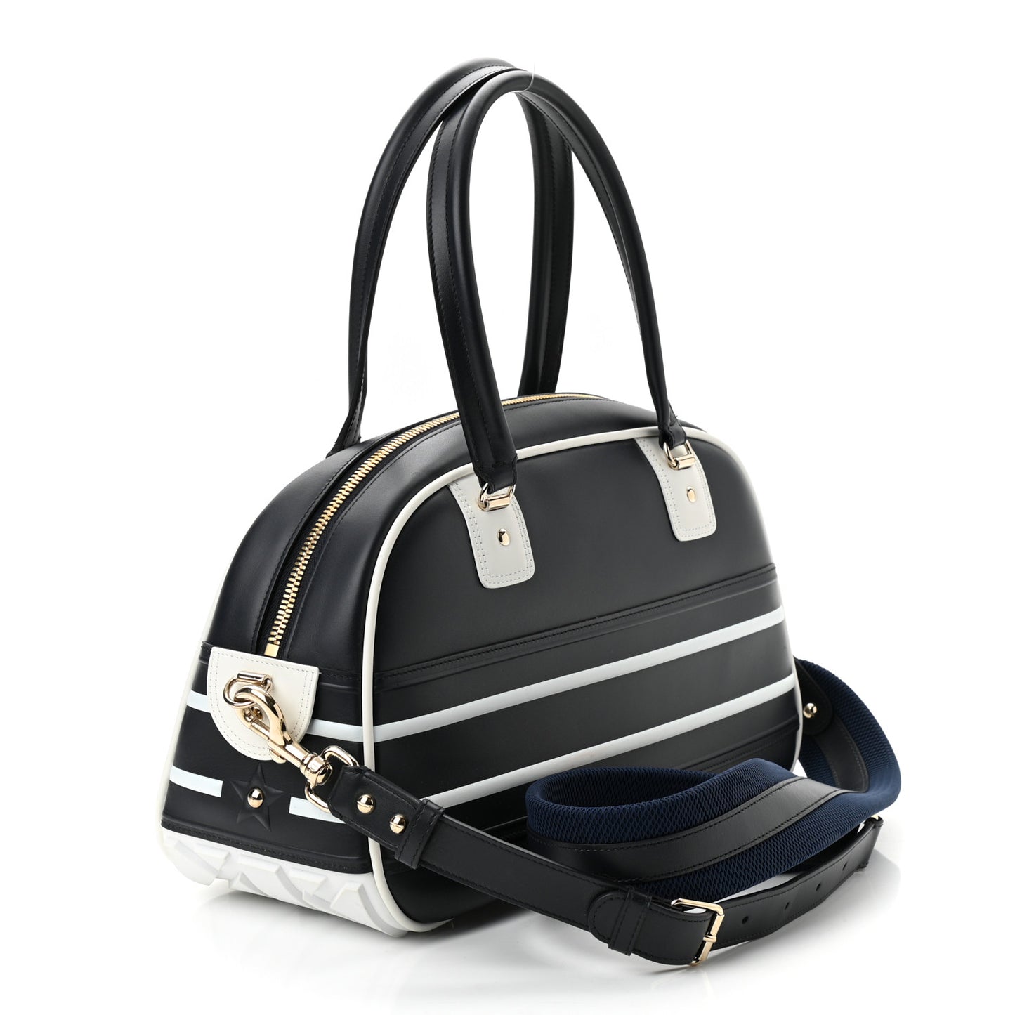 Calfskin Medium Dior Vibe Zip Bowling Bag Blue White