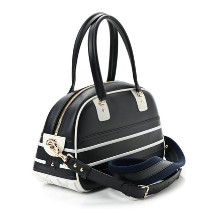Christian Dior Calfskin Medium Dior Vibe Zip Bowling Bag Blue White 3 of 10
