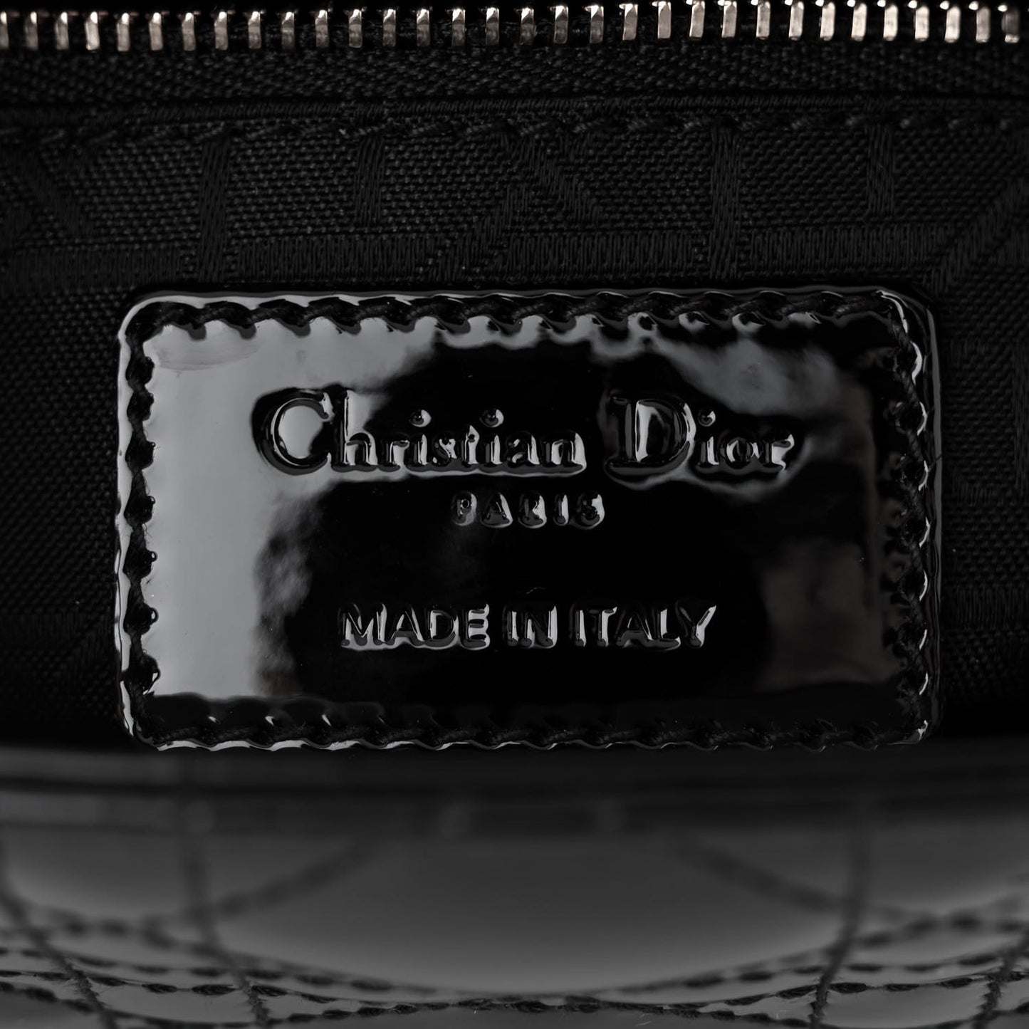 Patent Cannage Mini Lady Dior Black