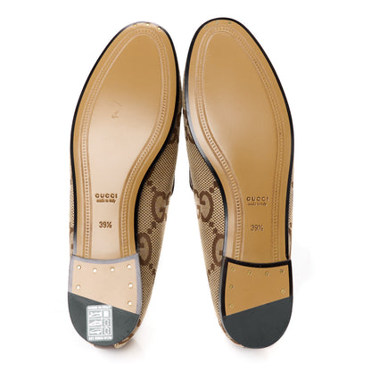 Gucci Monogram Jumbo GG Malaga Kid Horsebit Womens Jordaan Loafers 39.5 Camel Ebony New Acero Beige 6 of 10