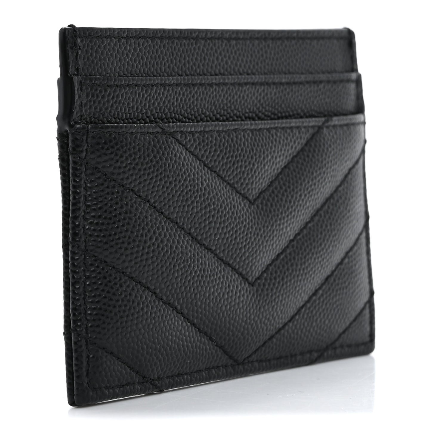 Grain De Poudre Matelasse Chevron Monogram Credit Card Case Black