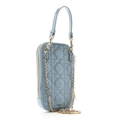 Christian Dior Patent Cannage Lady Dior Phone Holder Cloud Blue 3 of 10