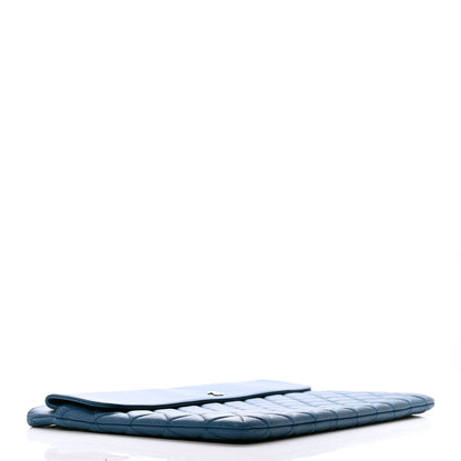 Chanel Lambskin Quilted Large Flap Cosmetic Case Blue 3 of 11