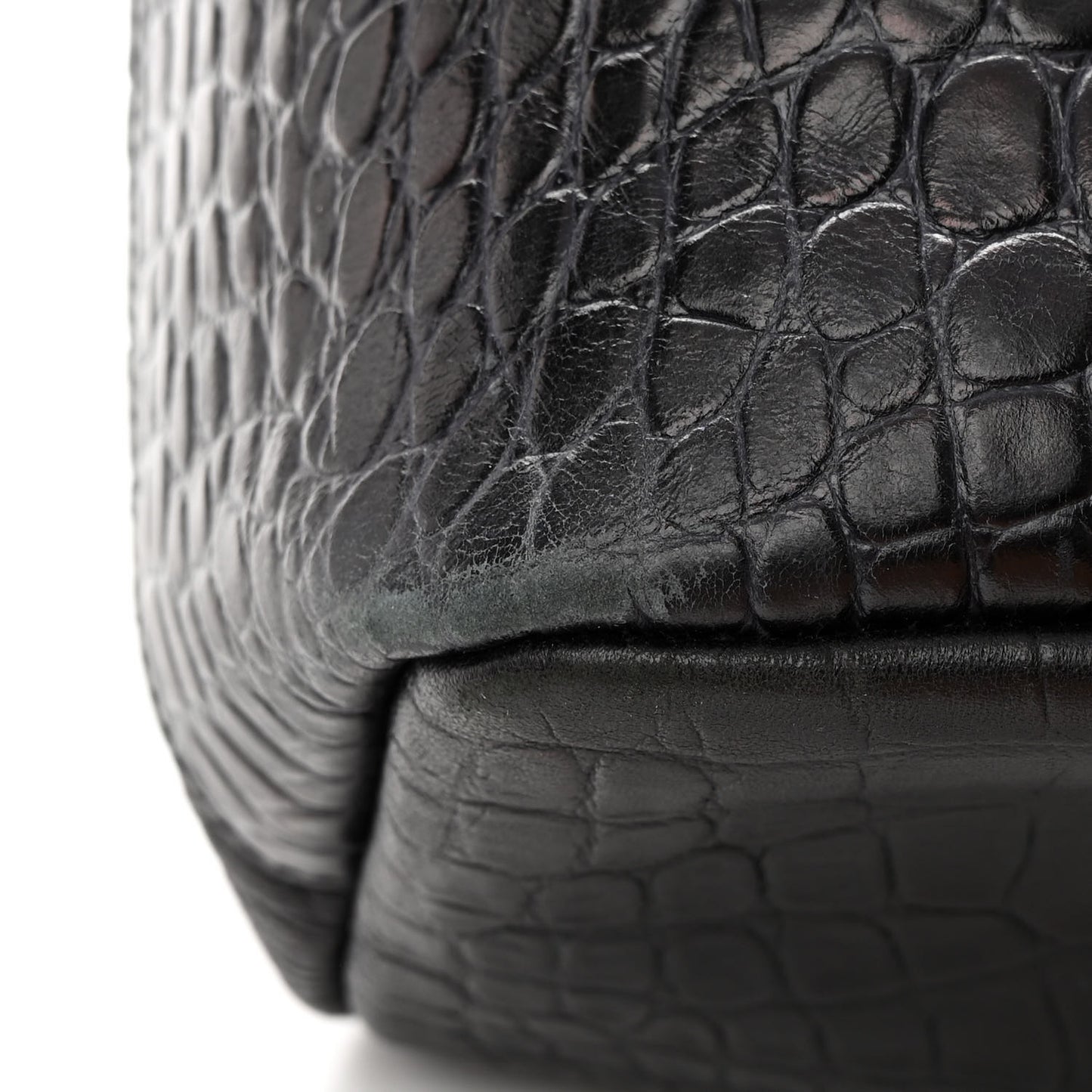 Calfskin Crocodile Embossed Medium Antigona Tote Black