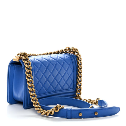Chanel Lambskin Quilted Small Boy Flap Blue 2 of 9