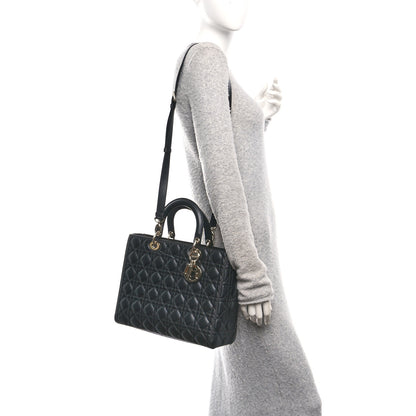 Christian Dior Lambskin Cannage Large Lady Dior Black 2 of 10