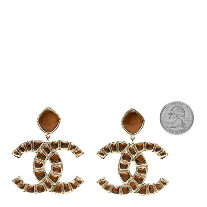 Chanel Metal Gripoix Along The Nile Clip On Earrings Gold Orange 2 of 5