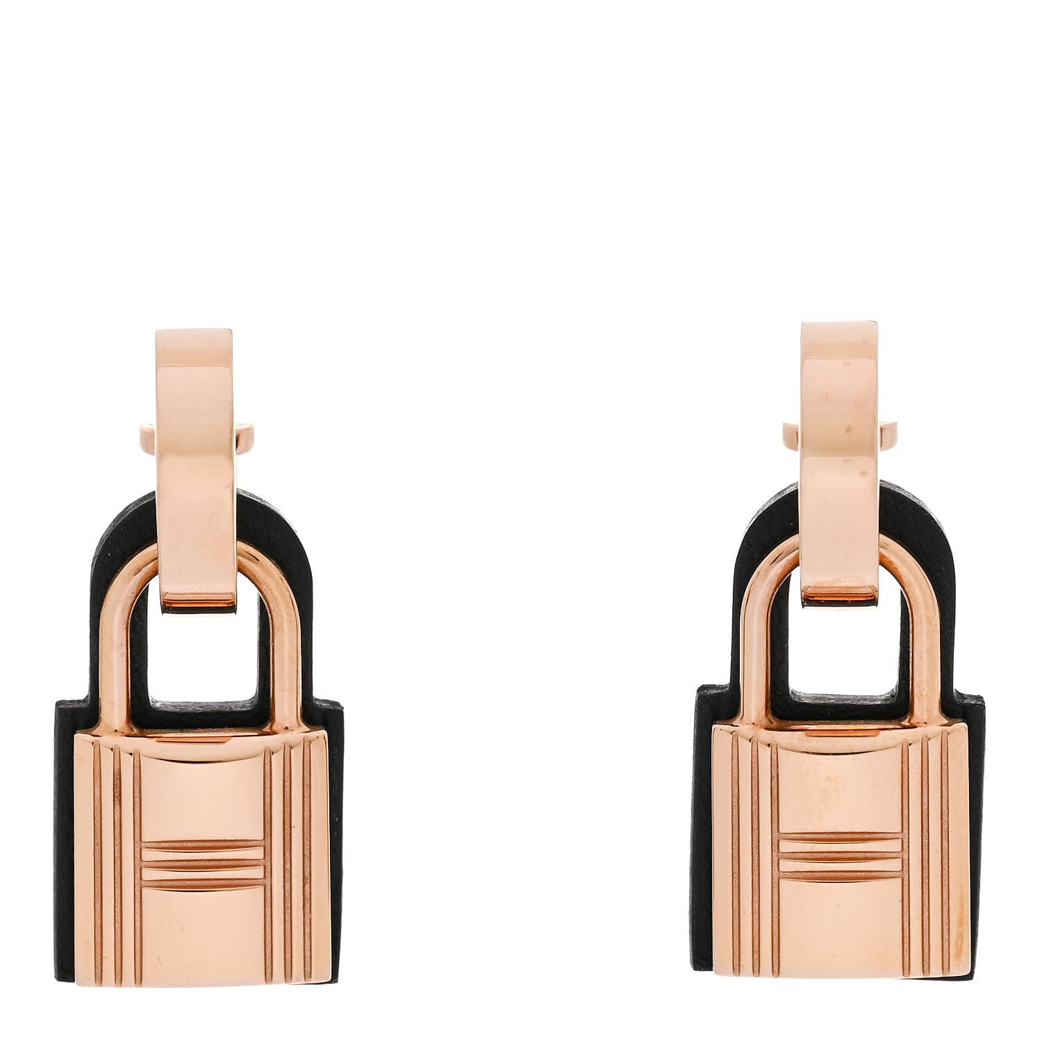 Hermes Rose Gold Swift O'Kelly Earrings Black 1 of 4