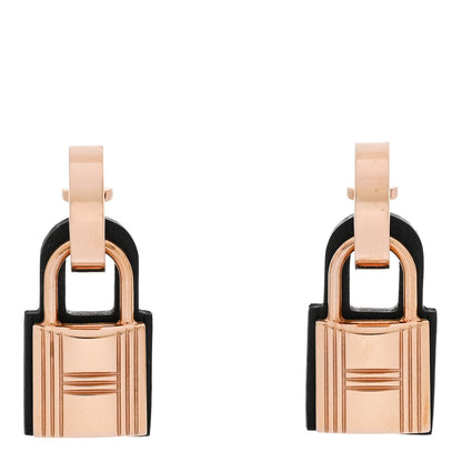 Hermes Rose Gold Swift O'Kelly Earrings Black 1 of 4