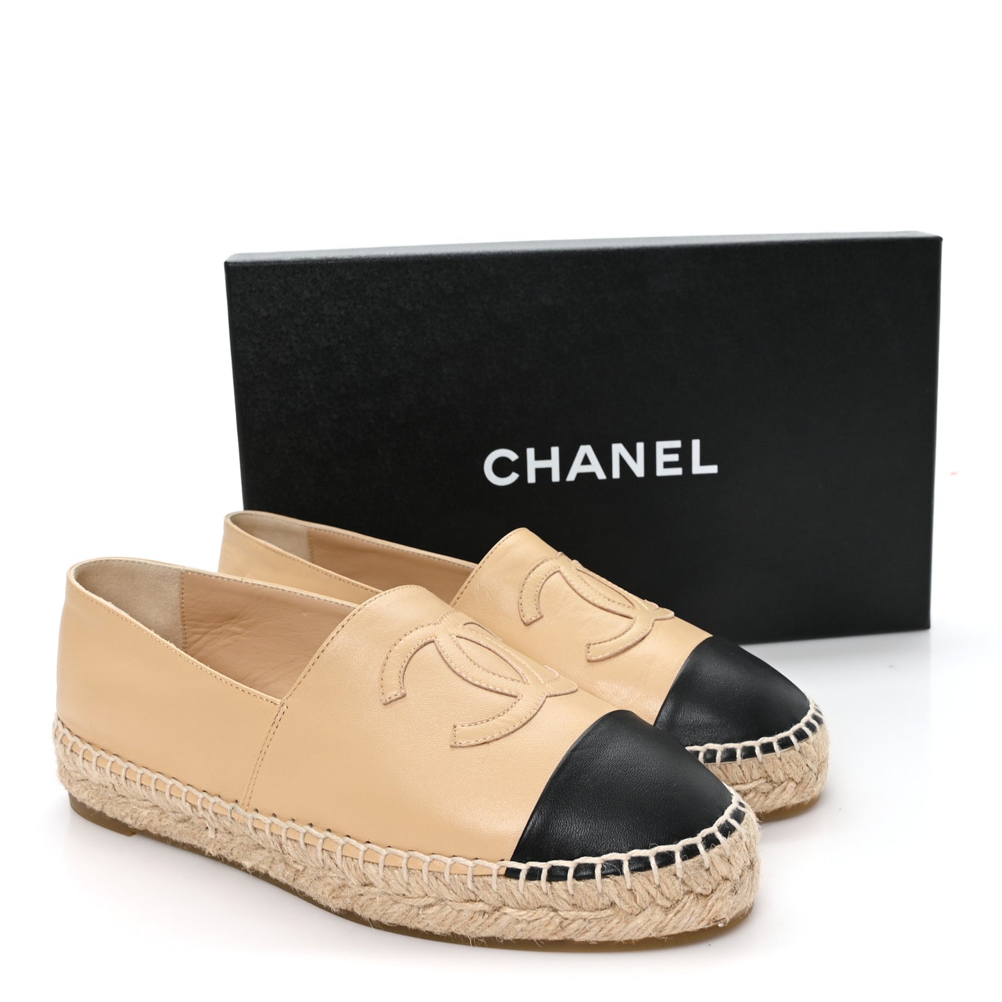Lambskin CC Espadrilles 37 Beige Black