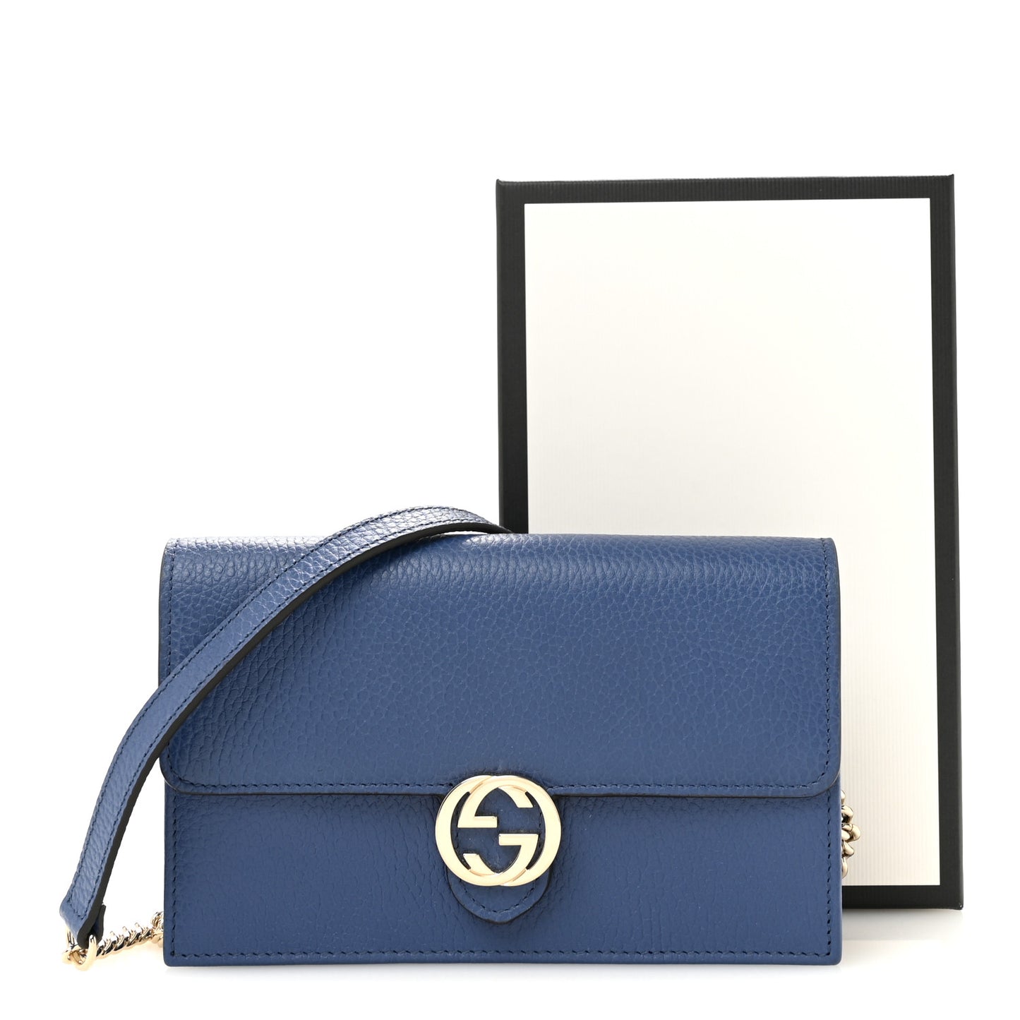 Dollar Calfskin Interlocking G Chain Wallet Caspian
