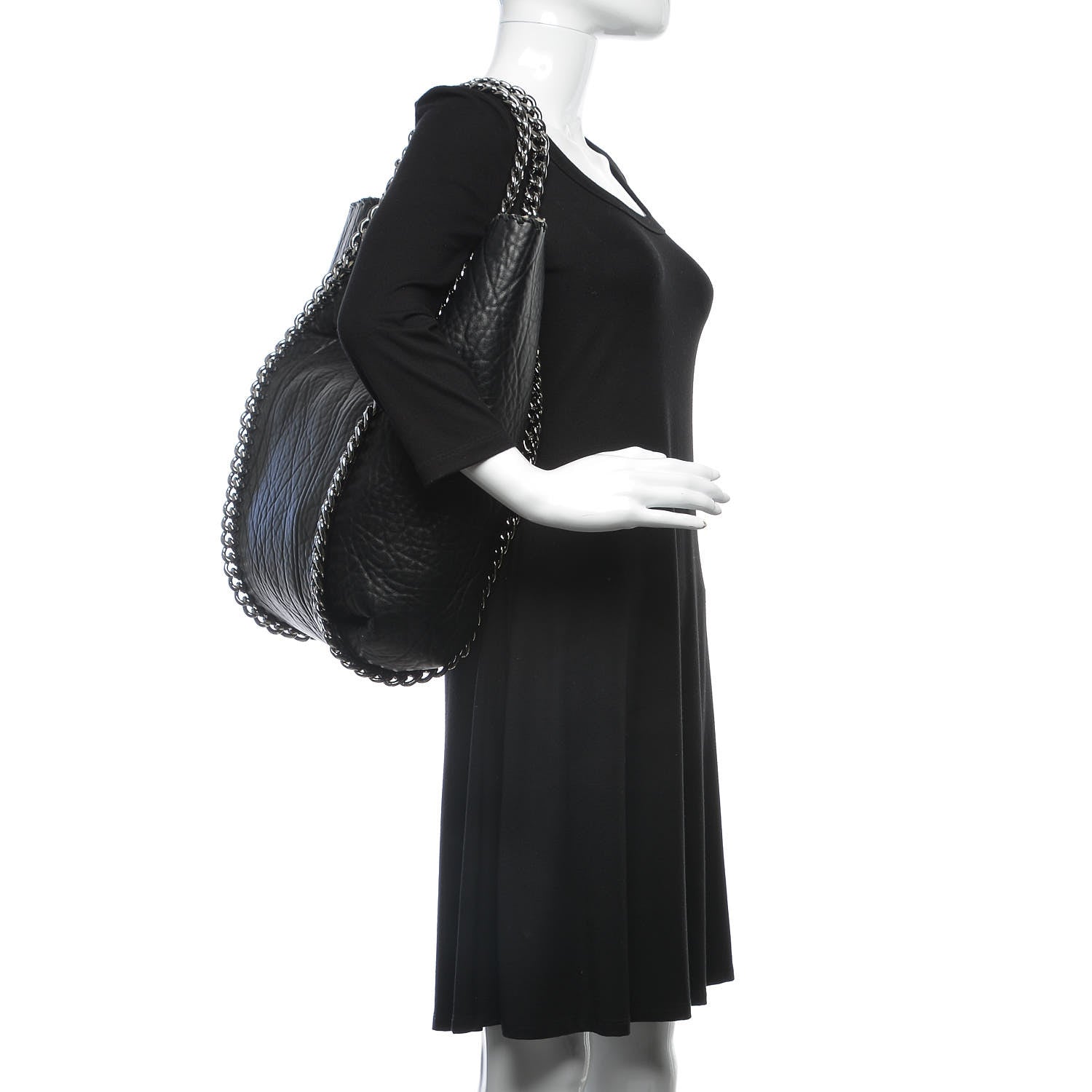 Stella McCartney Shaggy Deer Shearling Chain Falabella Tote Black 2 of 6