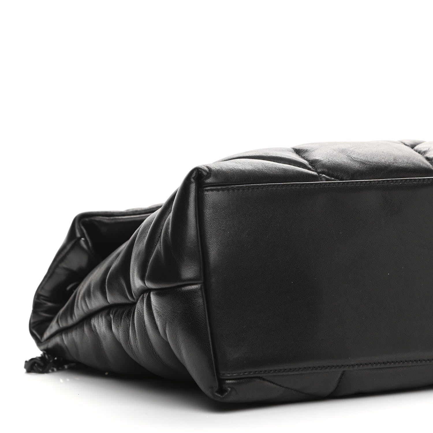 Saint Laurent Lambskin Quilted Medium Loulou Puffer Monogram Chain Satchel Black 9 of 10