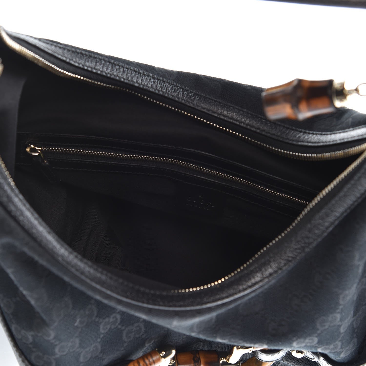 Gucci Monogram Bamboo Horsebit Hobo Black 5 of 7