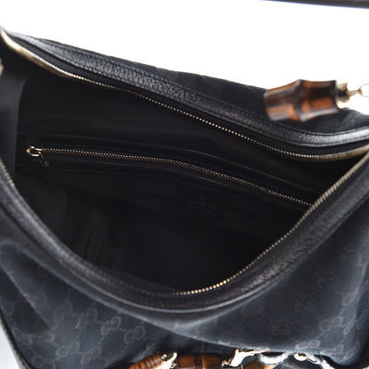 Gucci Monogram Bamboo Horsebit Hobo Black 5 of 7