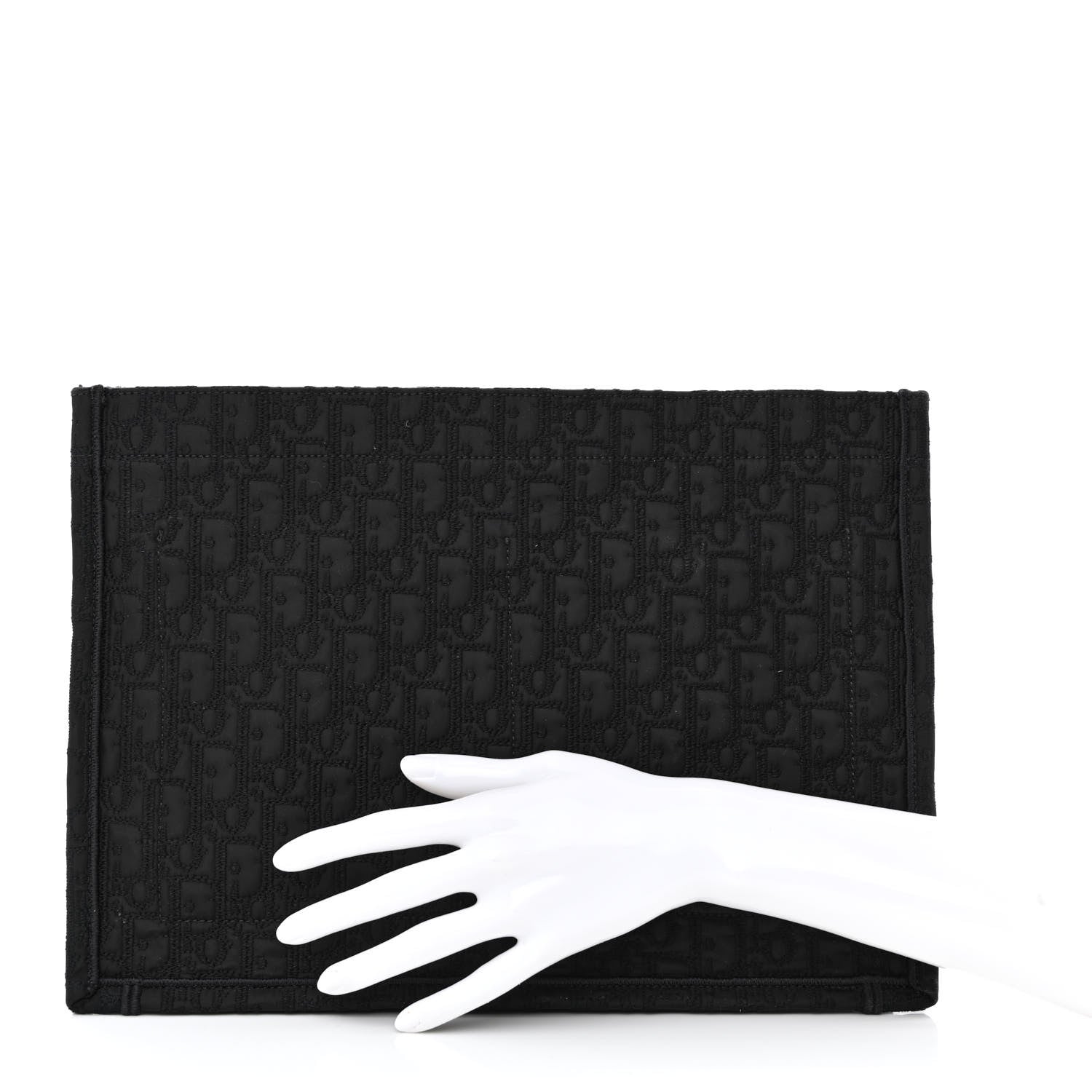 Christian Dior Canvas Satin Embroidered Book Tote Insert Black 2 of 10