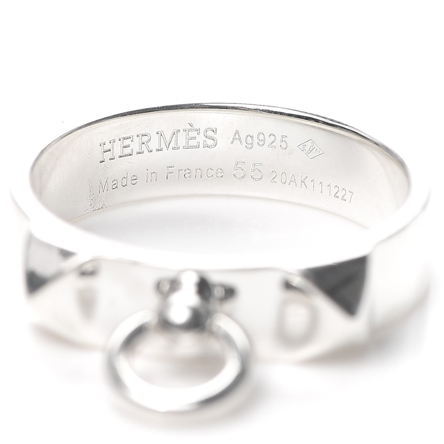 Hermes Sterling Silver PM Collier De Chien Ring 55 7.25 4 of 5