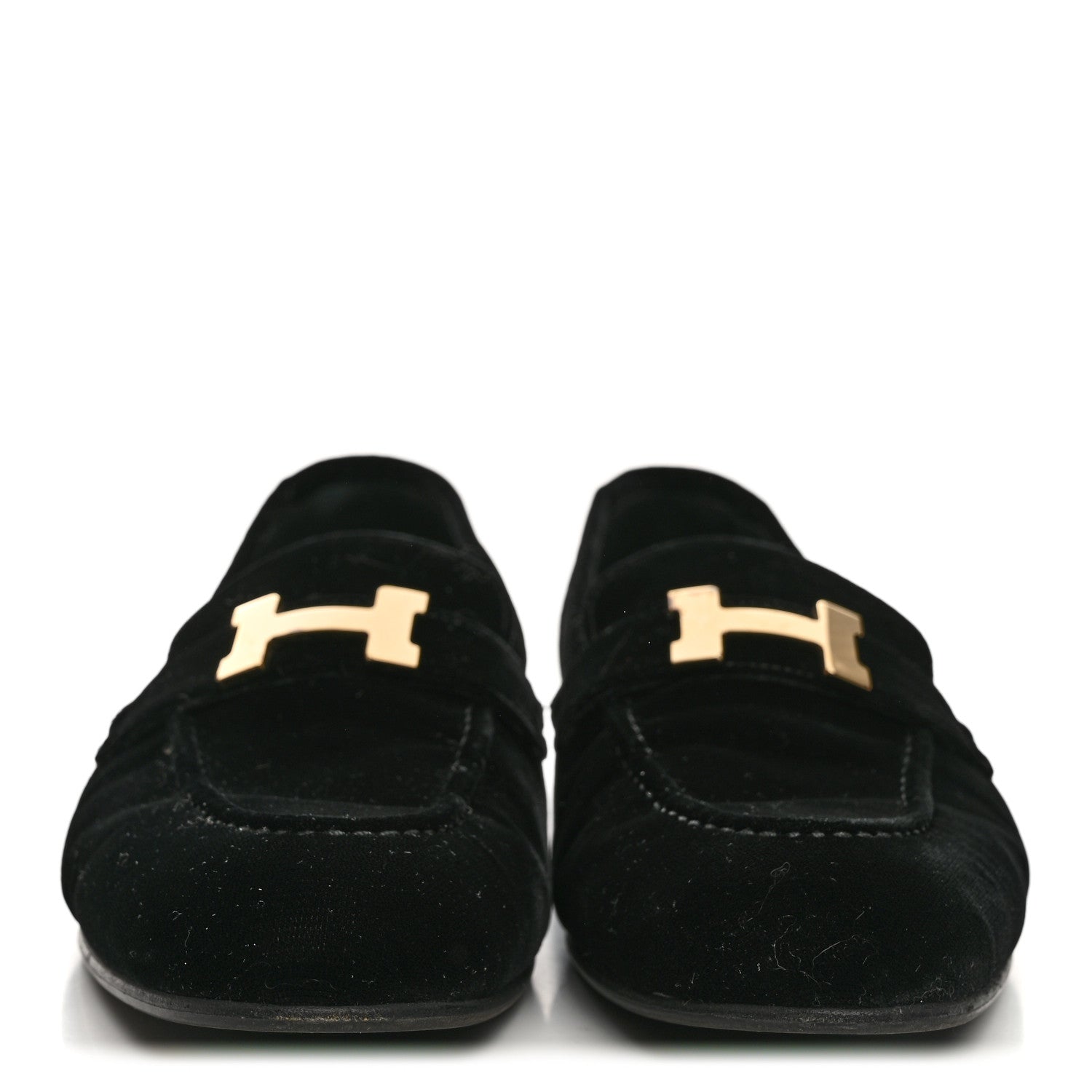 Hermes Velvet Womens Paris Loafers 41 Black 3 of 10
