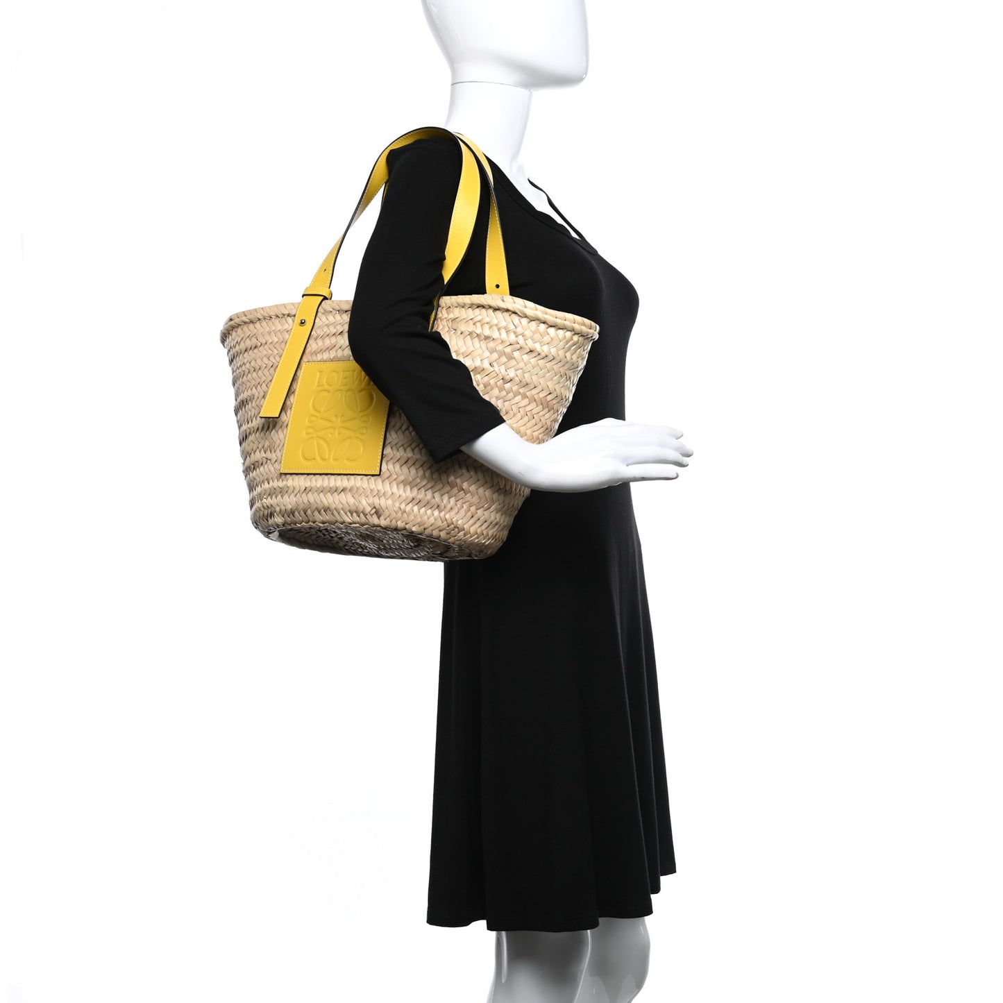Raffia Small Basket Tote Bag Natural Yellow