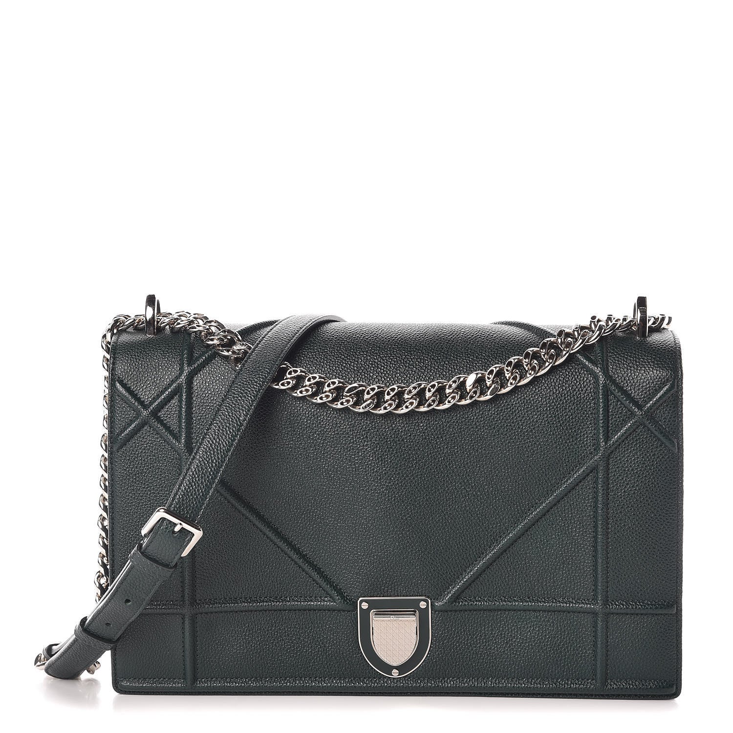 Christian Dior Grained Calfskin Large Diorama Flap Bag Green 1 of 9
