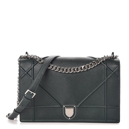 Christian Dior Grained Calfskin Large Diorama Flap Bag Green 1 of 9