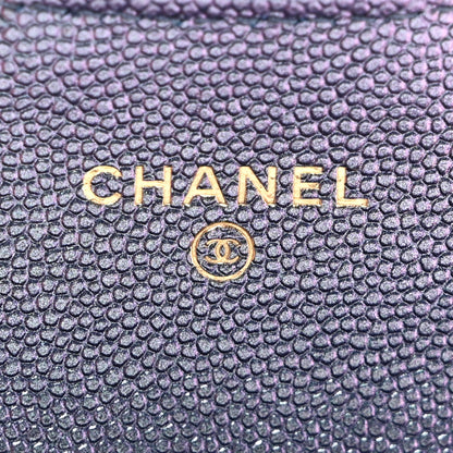Chanel Iridescent Caviar Flap Quilted Card Holder Wallet Dark Blue 7 of 8