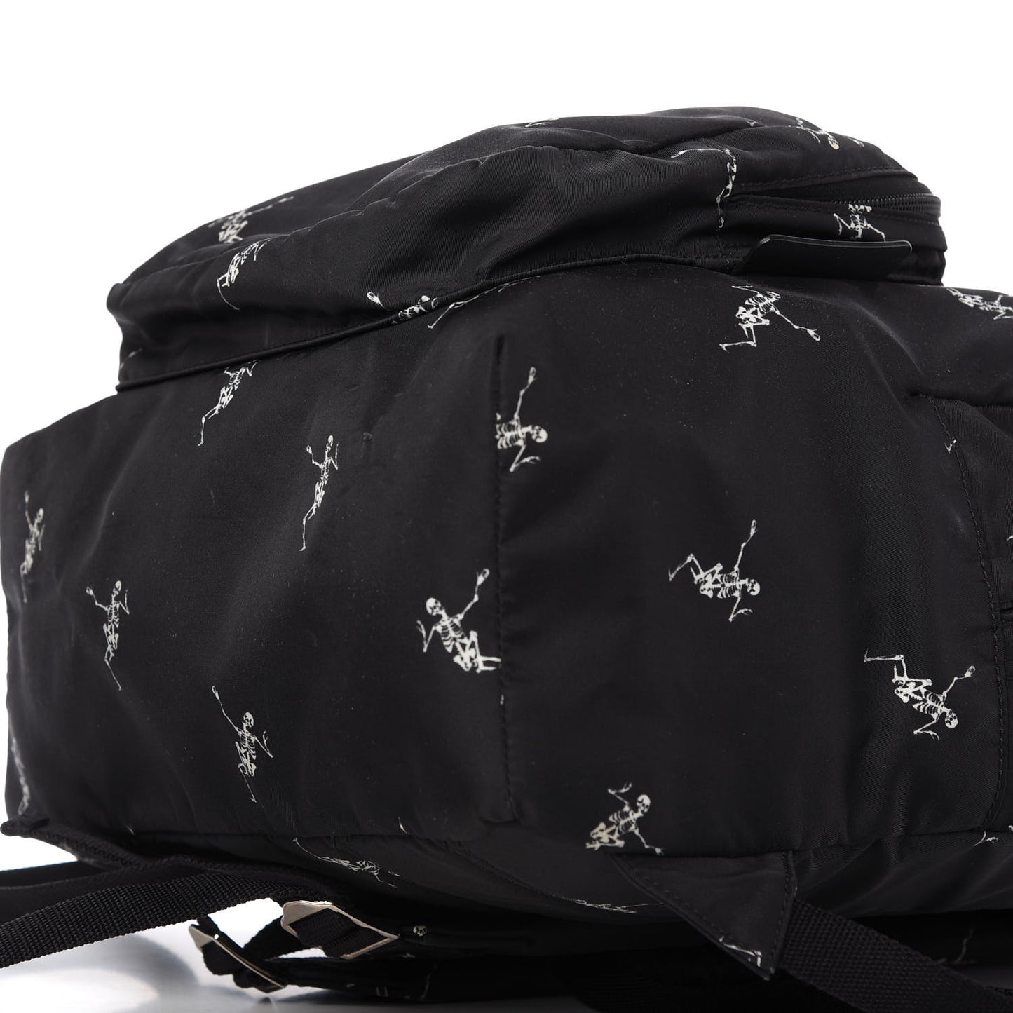 Nylon Dancing Skeleton Backpack Black White