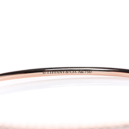 Tiffany 18K Rose Gold Diamond Metro Hinged Bangle Bracelet 4 of 5