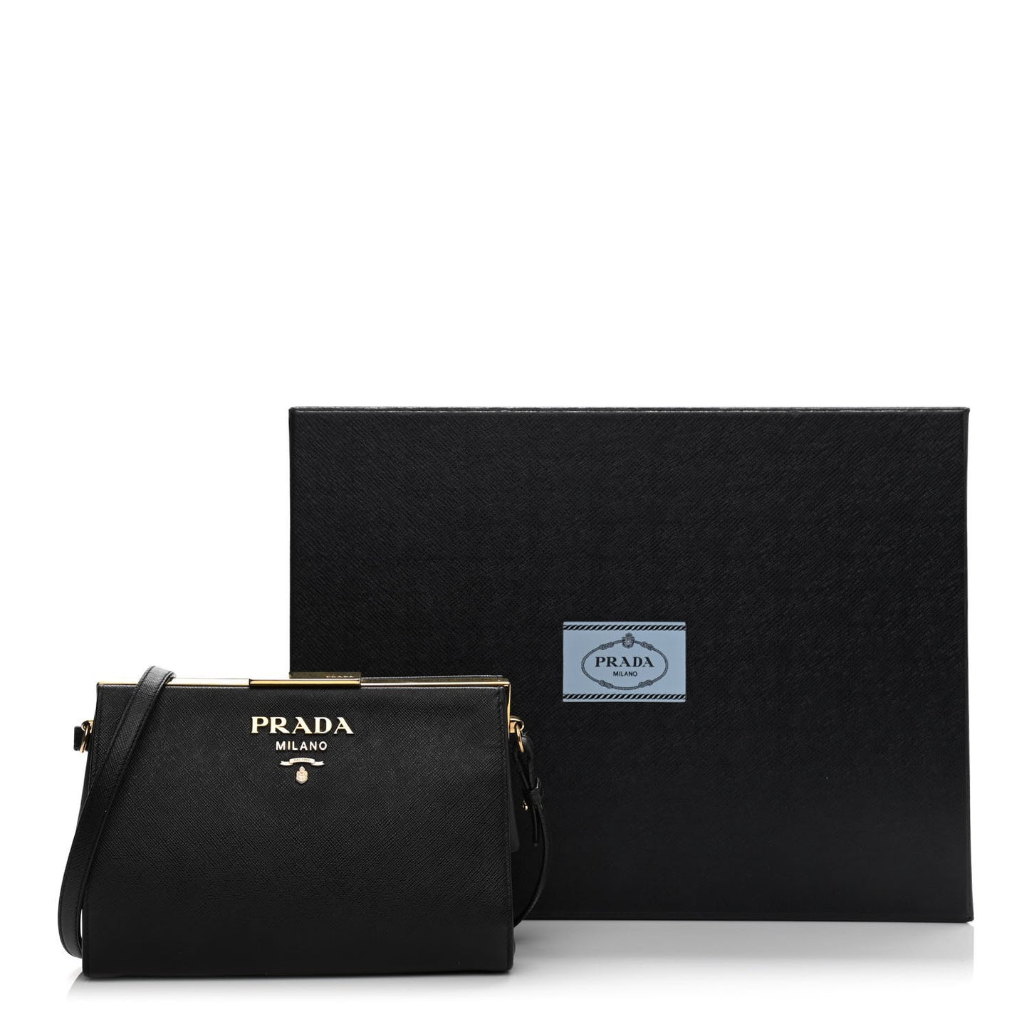 Saffiano City Calfskin Light Frame Bag Black