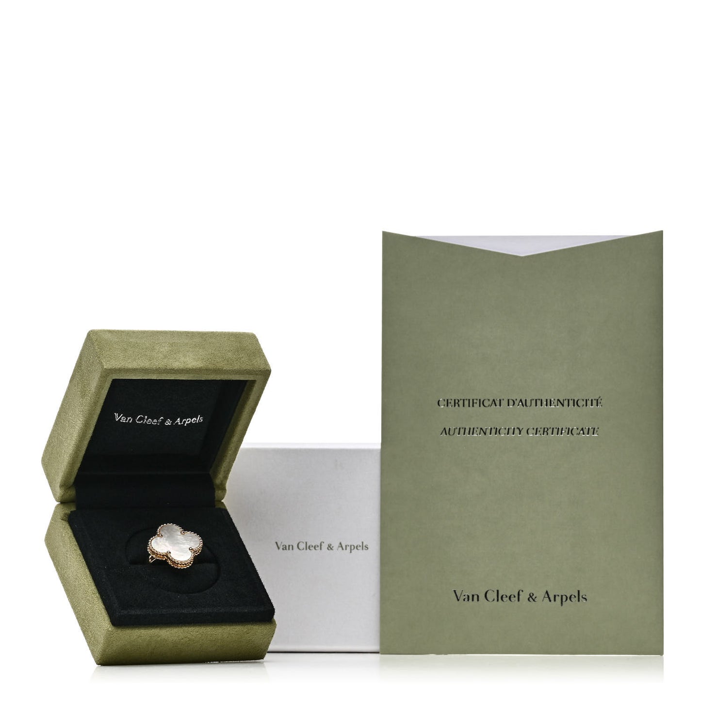 18K Yellow Gold Mother of Pearl Magic Alhambra Ring 53 6.5