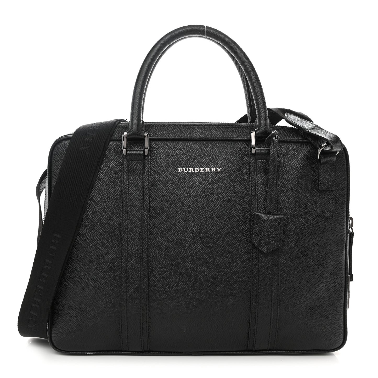 Textured Calfskin Briefcase Black
