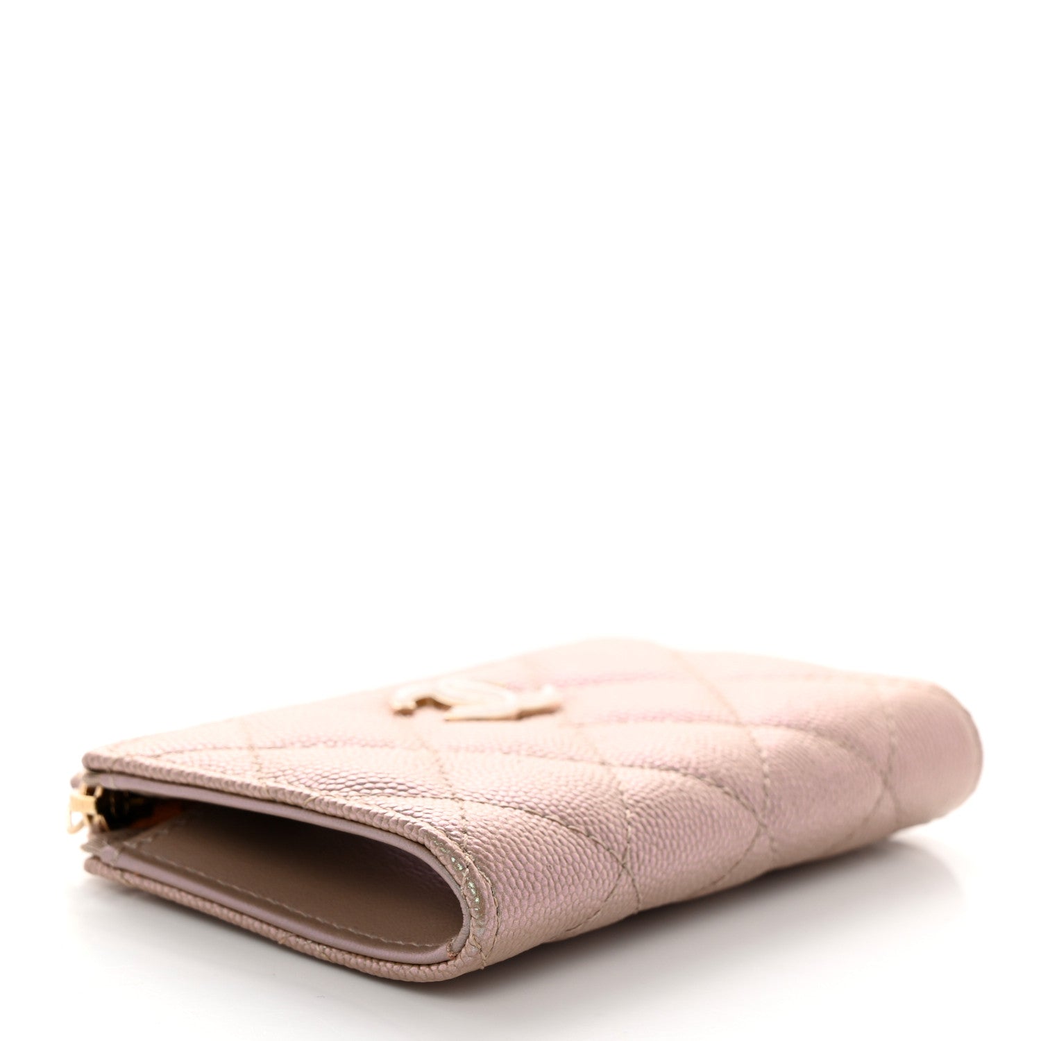 Chanel Iridescent Caviar Quilted Zipped Key Holder Case Beige 4 of 9