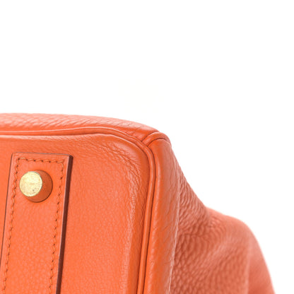Hermes Taurillon Clemence Birkin 40 Orange 10 of 19