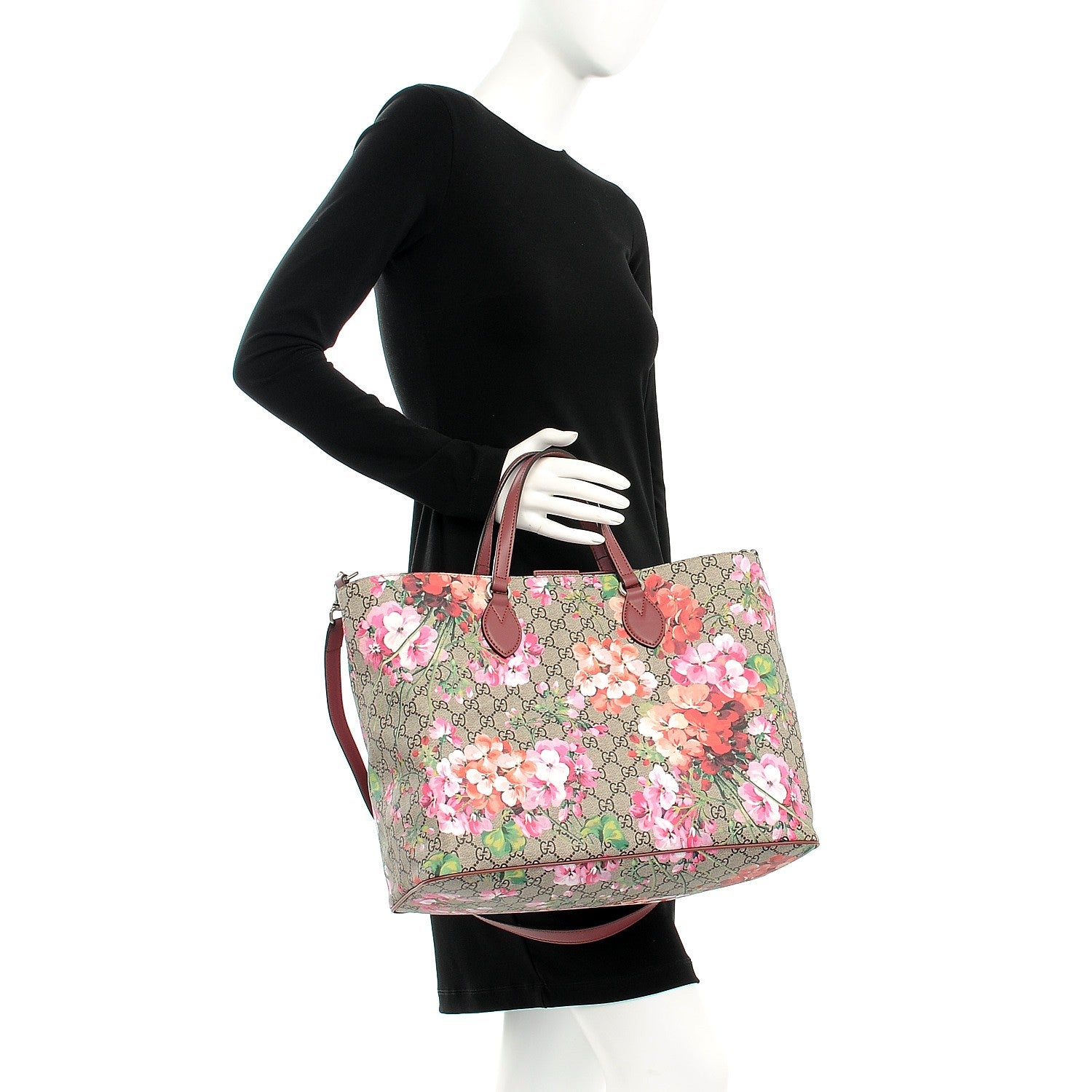 Gucci Soft GG Supreme Monogram Blooms Medium Crossbody Tote Beige Multicolor Dry Rose 4 of 8