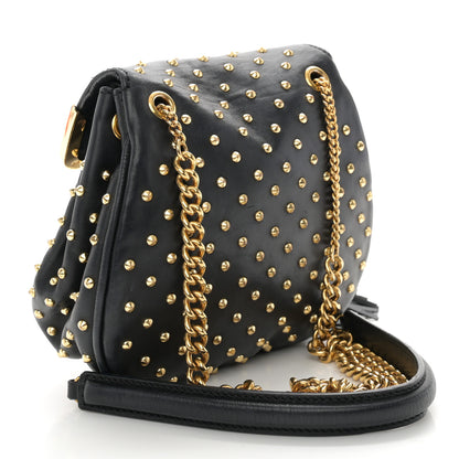 Alexander McQueen Nappa Studded Skull Box Chain Clutch Black Gold 3 of 13