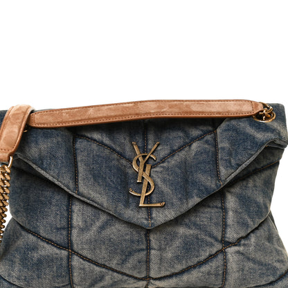 Saint Laurent Denim Quilted Small Loulou Puffer Monogram Chain Satchel Blue Cinnamon 8 of 10