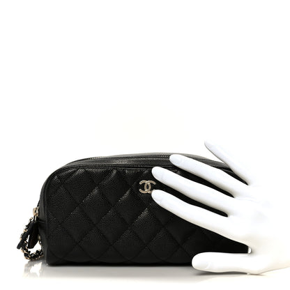 Chanel Caviar Quilted Toiletry Case With Chain Black 2 of 9