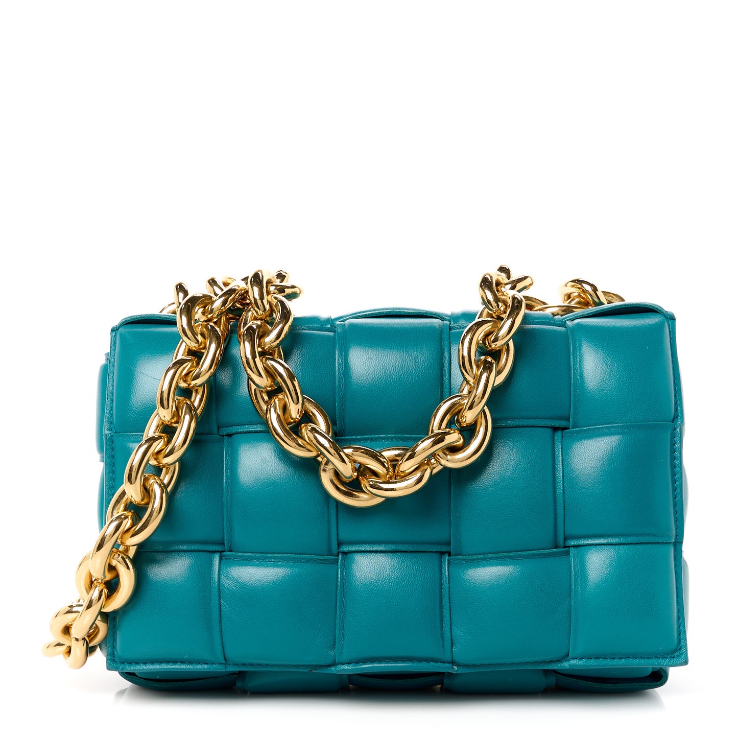 Lambskin Maxi Intreccio Padded Chain Cassette Crossbody Bag Mallard
