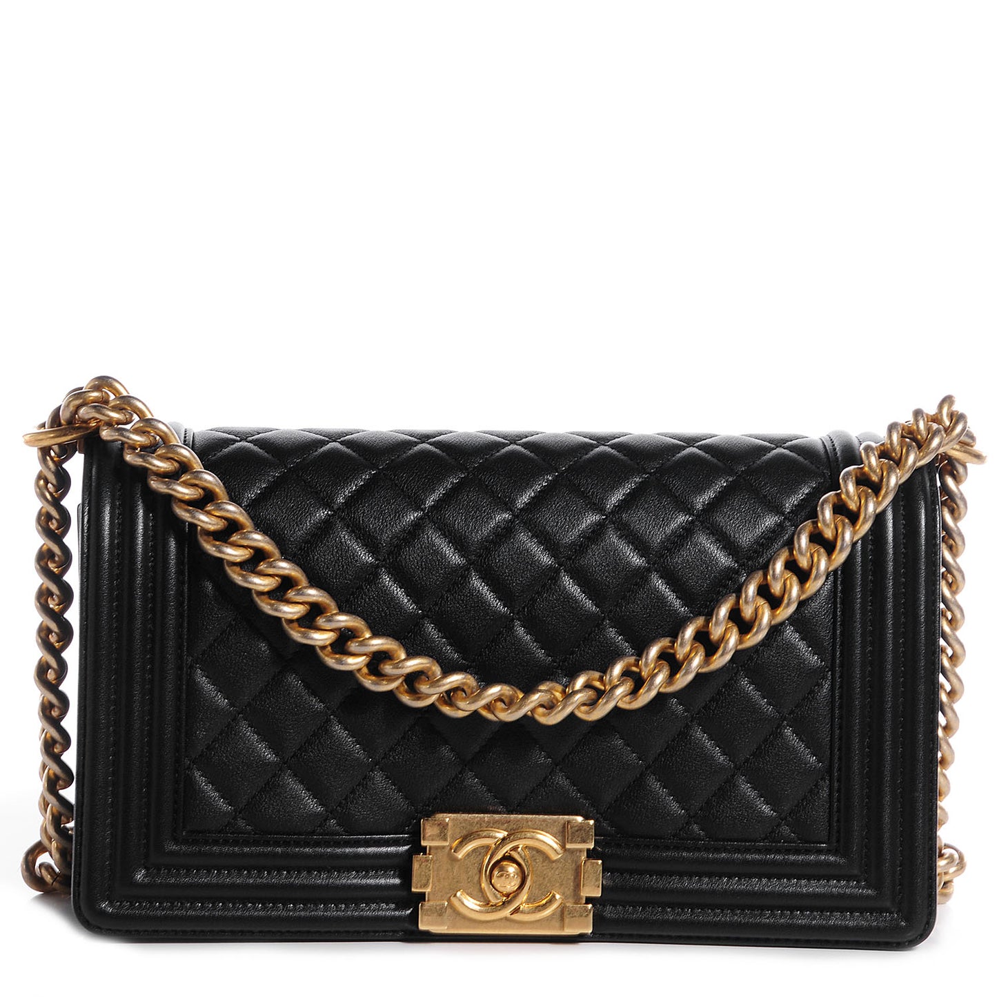 Calfskin Medium Boy Flap Black