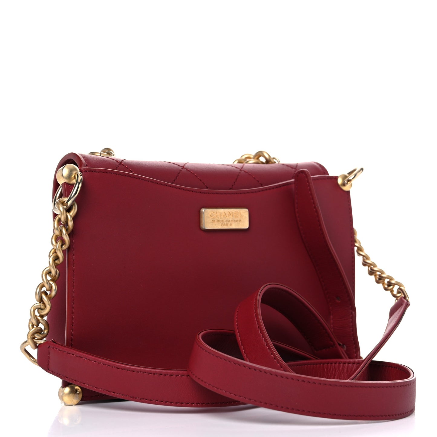 Calfskin Stitched Flap Red