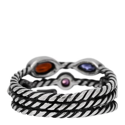 David Yurman Sterling Silver Amethyst Tourmaline Garnet Iolite Confetti 3 Row Ring 54 7 3 of 5