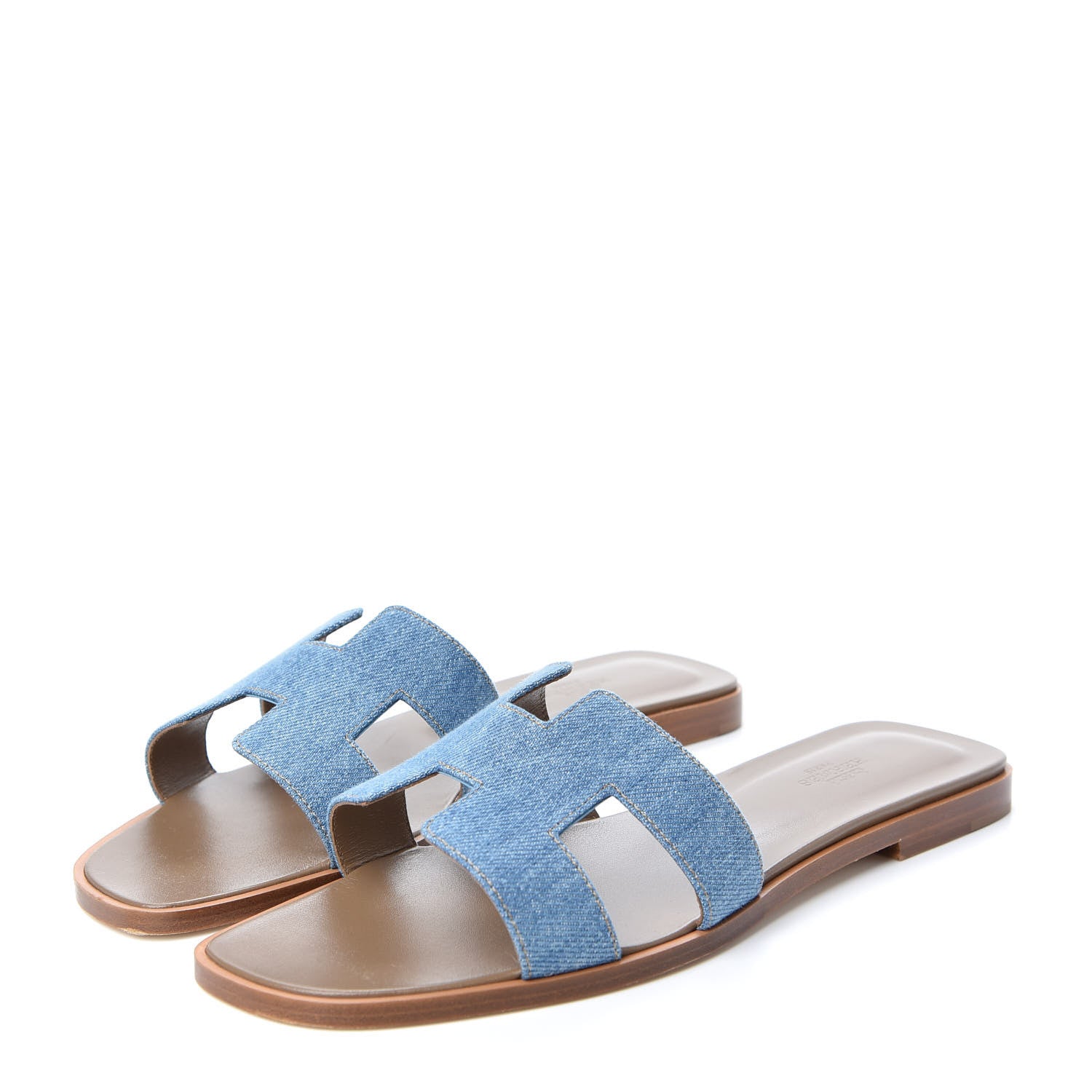 Hermes Denim Canvas Oran Sandals 39.5 Bleu Clair 3 of 10