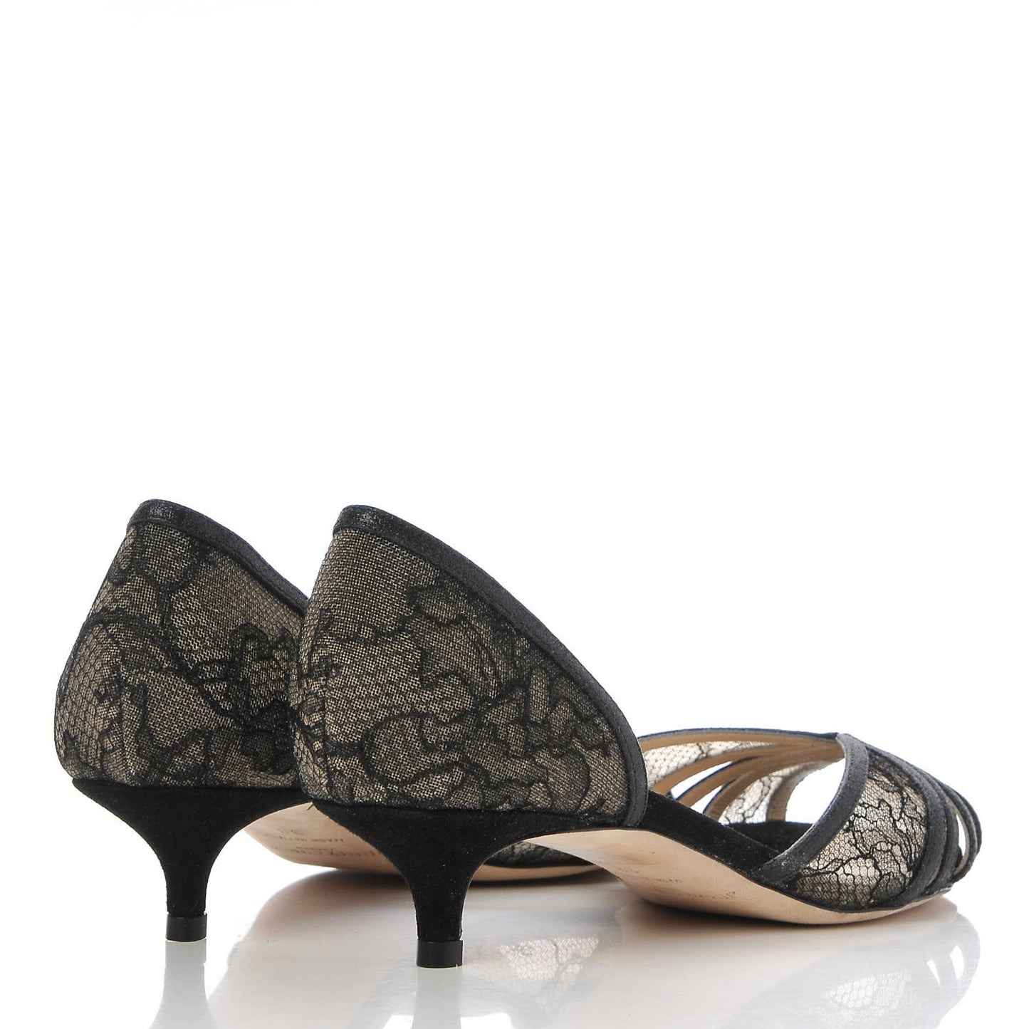 Lace Filo d'Orsay Kitten Pumps 38 Black