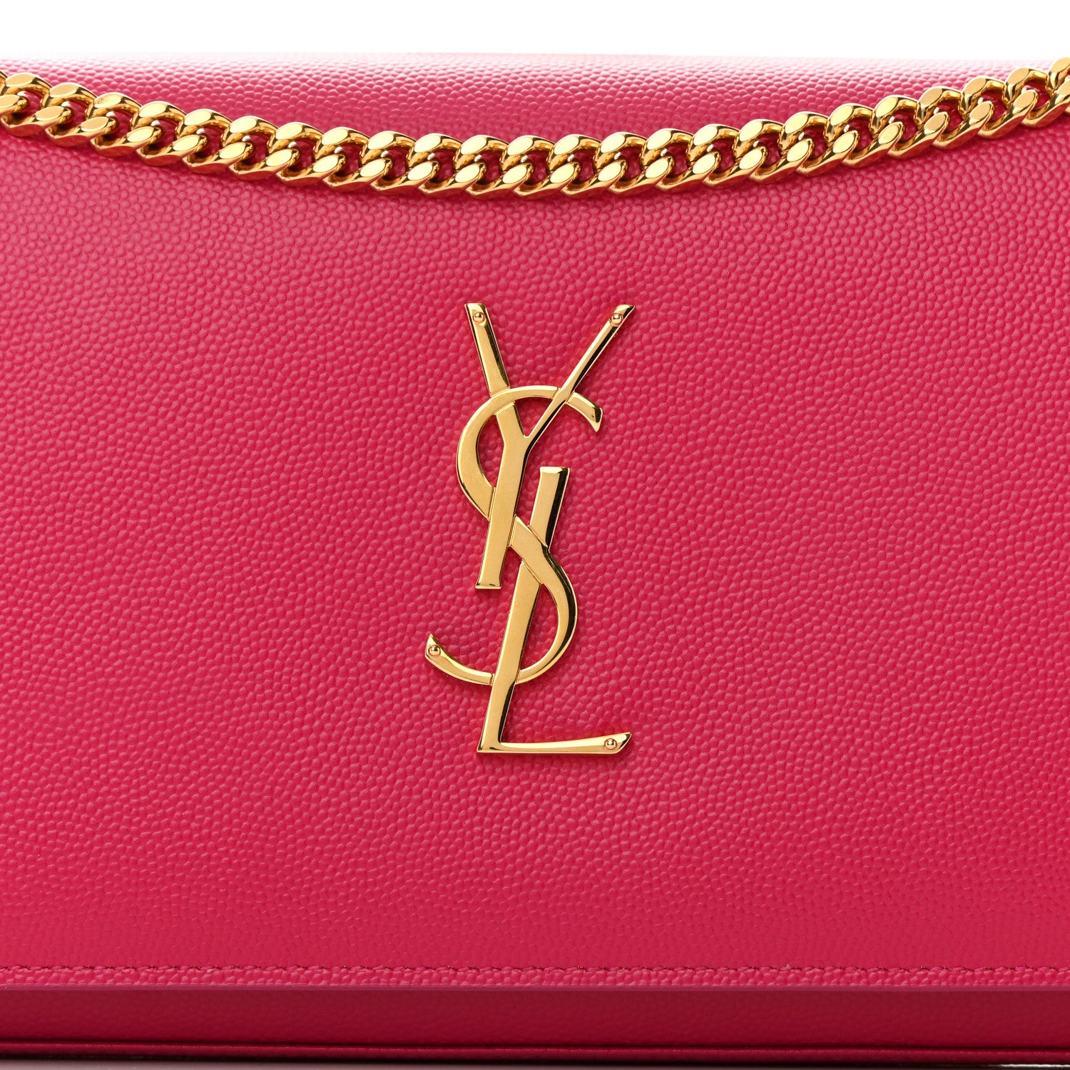 Saint Laurent Grain De Poudre Monogram Chain Wallet Bubblegum 8 of 16