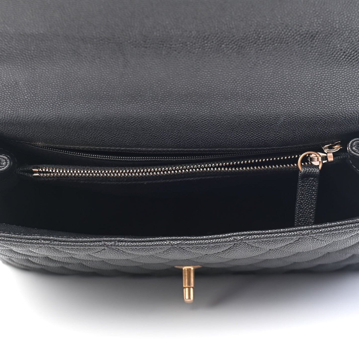 Caviar Lizard Embossed Quilted Small Coco Handle Flap Black
