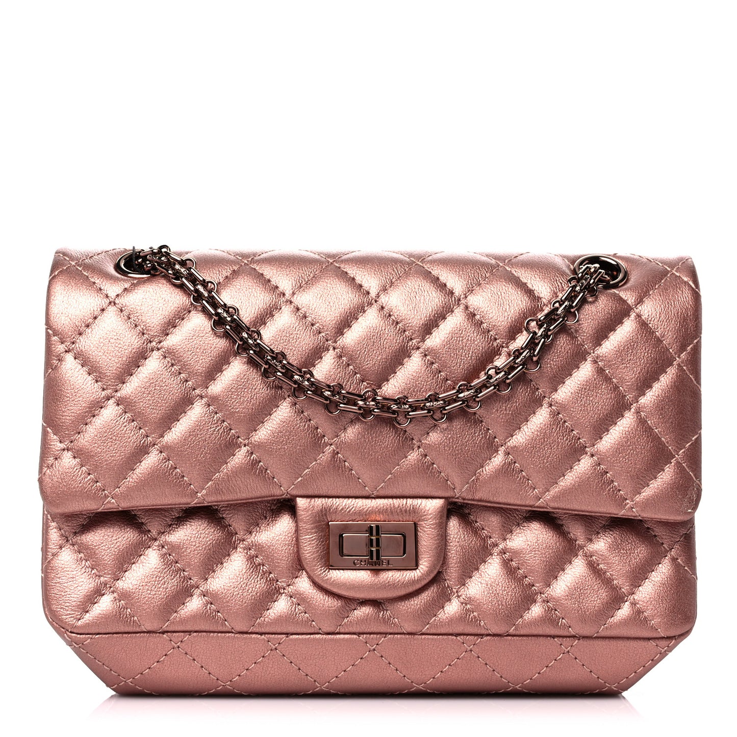 Metallic Grained Calfskin Quilted 2.55 Reissue 225 Flap Copper Pink