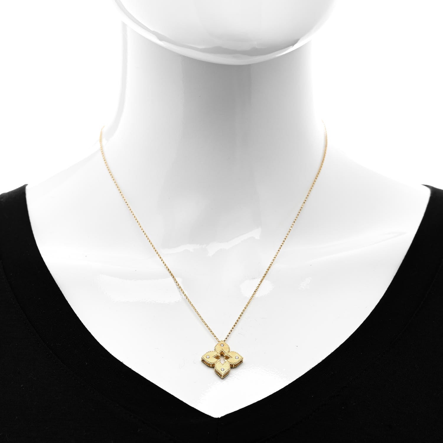Roberto Coin 18K Yellow Gold Diamond Extra Small Petite Venetian Princess Flower Pendant Necklace 2 of 6